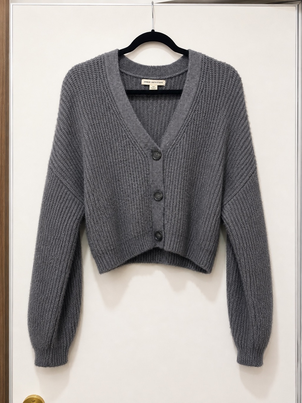 Truly Madly Deeply Gray Cropped V-Neck Ribbed Cardigan